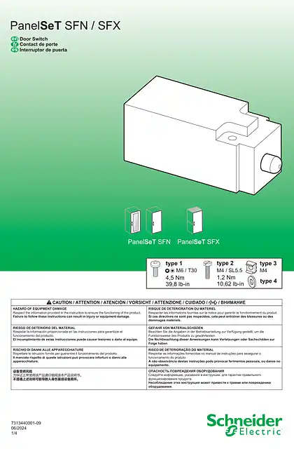 schneider施耐德PanelSeT SFN_SFX - Door Switch - 说明页